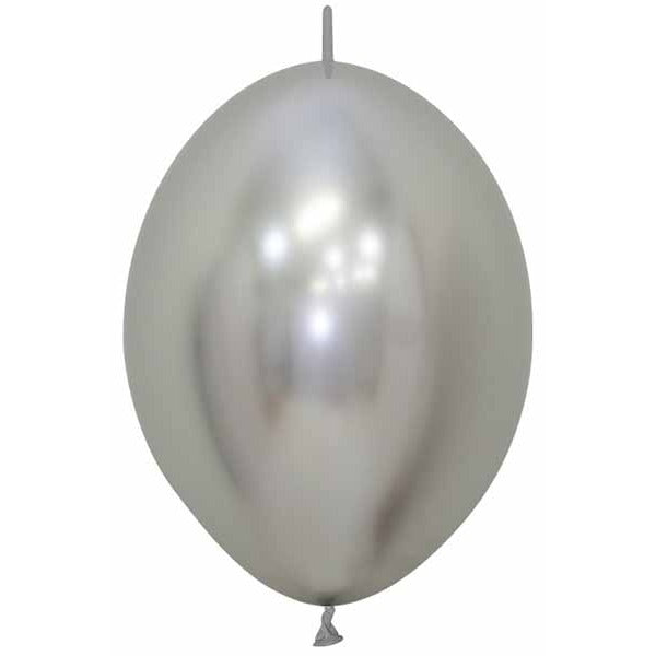 Sempertex 6-Inch Reflex Silver Link-O-Loon Latex Balloons, 50 Pack