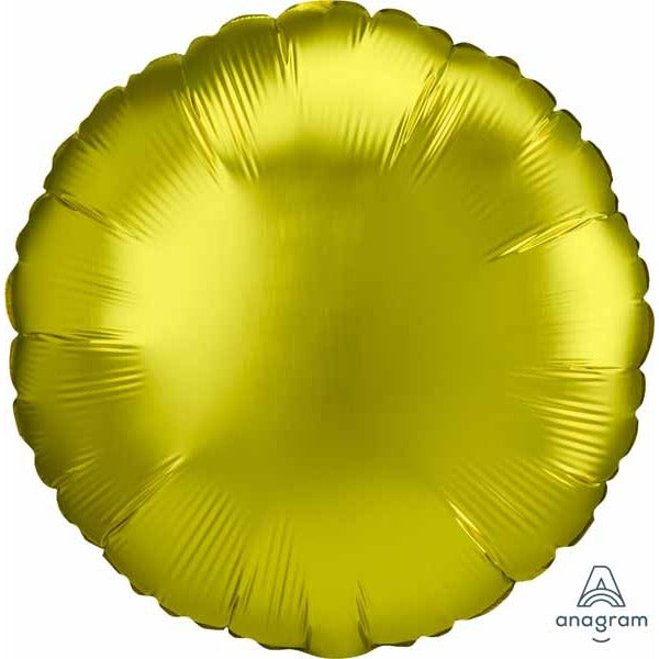 Lemon Yellow Satin Luxe Round Foil Balloon, 18 Inch
