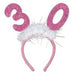 30th Birthday Glittered Bopper Headband with Marabou