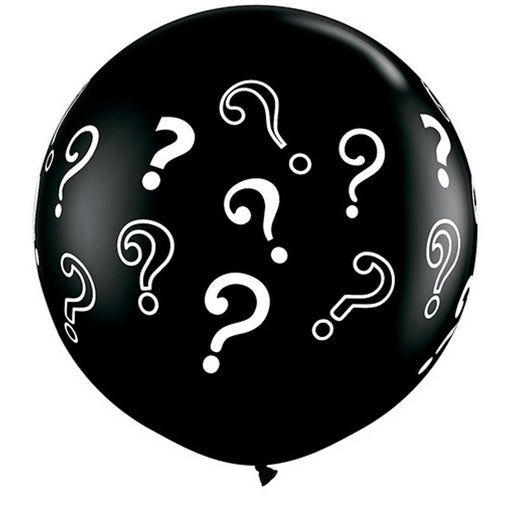 "36" Onyx Black Question Marks Latex Balloons 2-Pack"