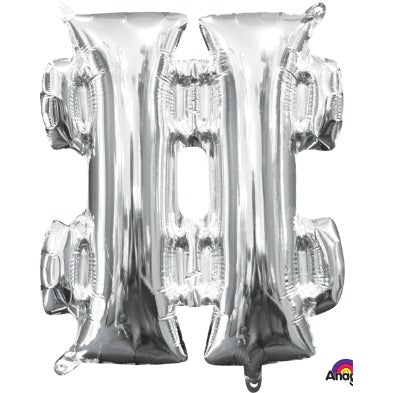 16-Inch Silver Hashtag Foil Balloon