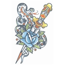 Tinsley Transfers Vintage Snake & Dagger Temporary Tattoo