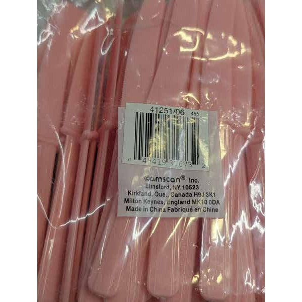 Pretty Pink Plastic Knives, 50 Pack