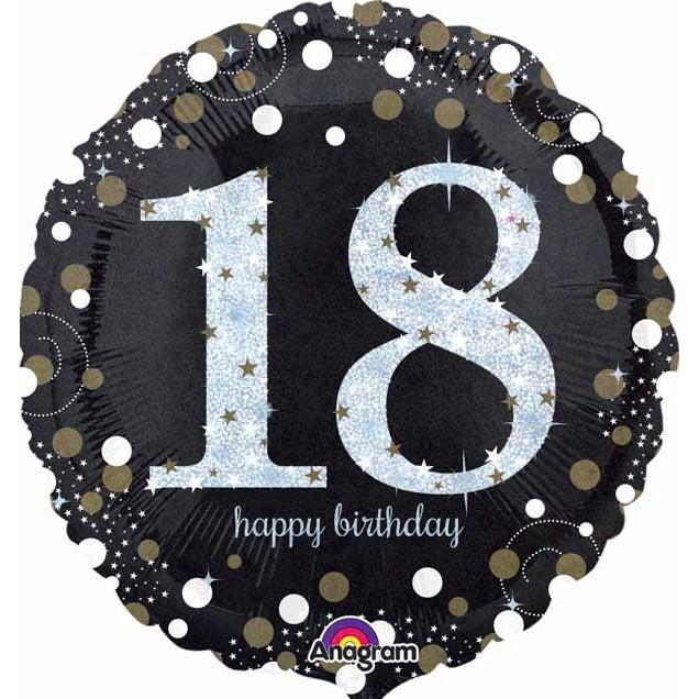 Sparkling 18th Birthday Holographic Foil Balloon, 18 Inch