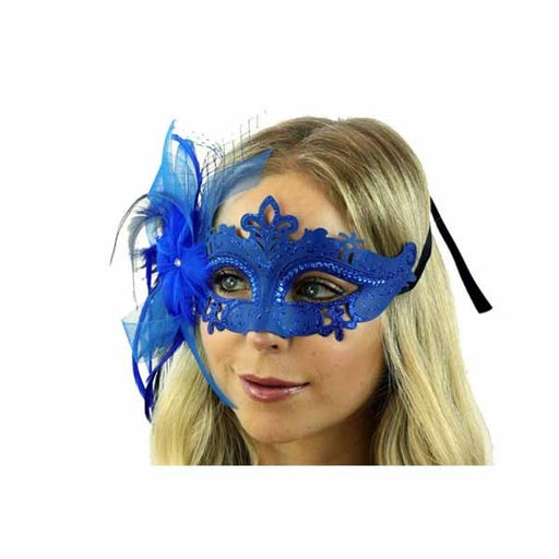 Blue Feather Fascinator Mask