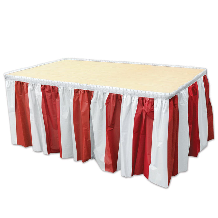 Red & White Striped Table Skirt
