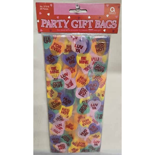 Candy Hearts Large Party Favor Bags, 25 Count