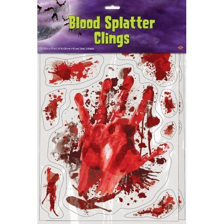 Blood Splatter Halloween Clings, 12 x 17 Inch Sheet
