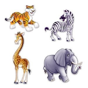 JUNGLE ANIMAL CUTOUT S 4/PKG 15½"-25"