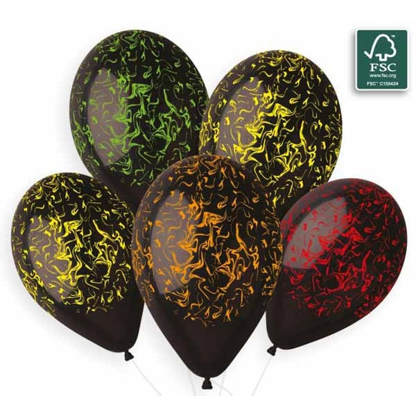 Gemar 13" Black Marble Latex Balloons, 50 Count