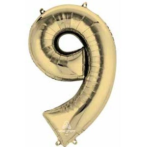 34-Inch White Gold Number 9 Balloon