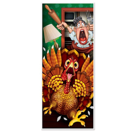 Décoration de porte Thanksgiving Dinde sauvage, 1 unité