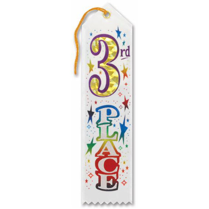 3Rd Place Award Ribbon - Pack Of 6, 2"X8"