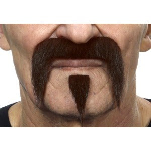 Dark Brown Costume Moustache Set with White Flecks