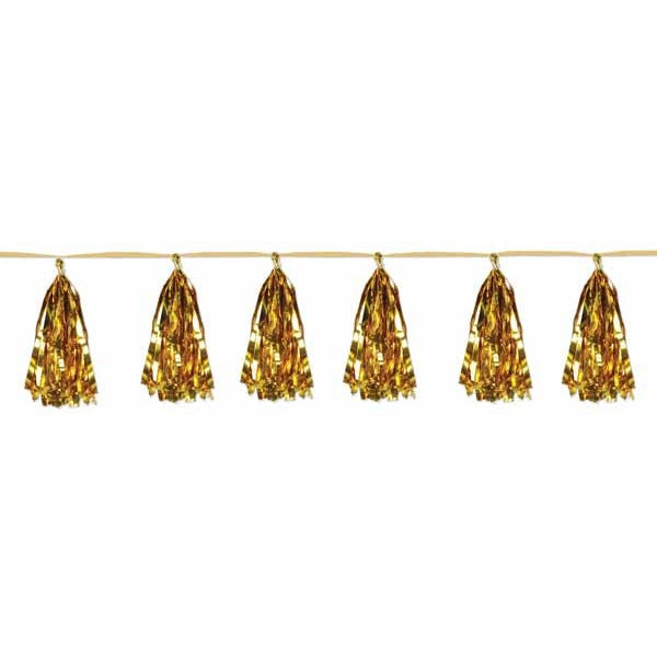 Metallic Gold Tassel Garland, 8 ft