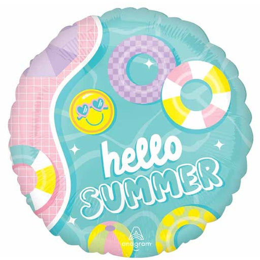 Hello Summer Beach 18-Inch Round Foil Balloon
