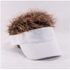 Baby Fun Hair White Visor with Brown Hair