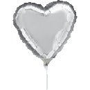 9-Inch Silver Heart Foil Balloon