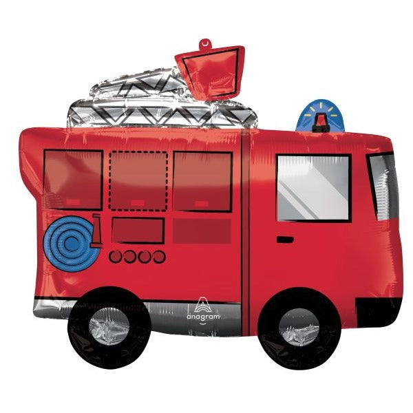 26-Inch Fire Truck Shaped Foil Balloon