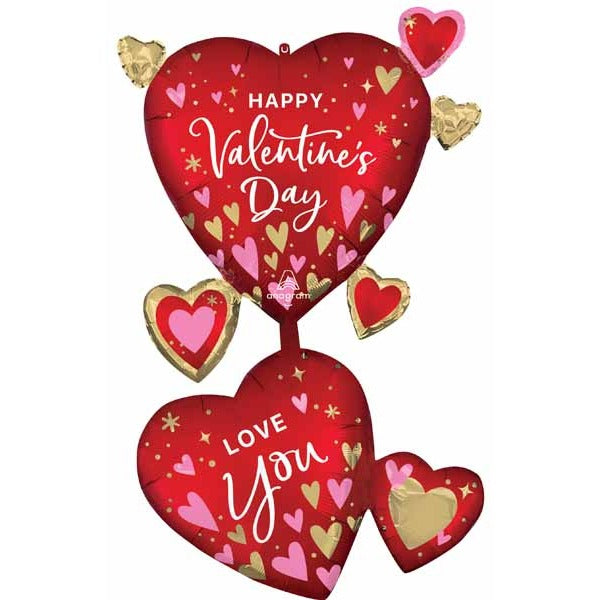 45" Satin Heartfelt Elegance Valentine's Day Foil Multi-Balloon