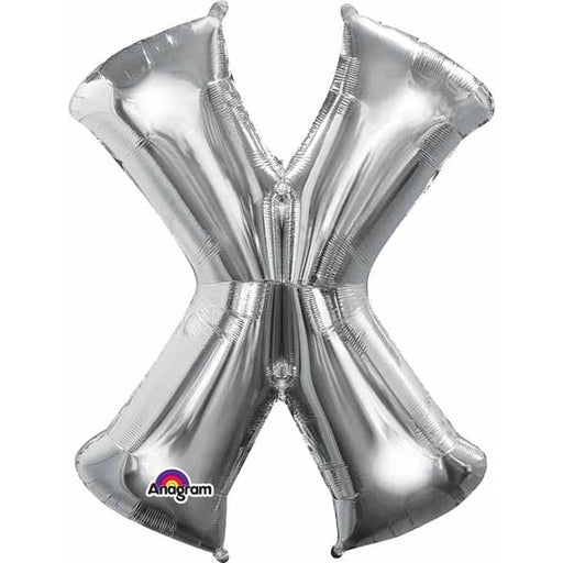 Silver Letter X Foil Balloon, 34 Inch