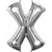 Silver Letter X Foil Balloon, 34 Inch