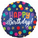 Happy Birthday Blue Confetti 18-Inch Round Foil Balloon