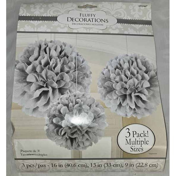 Assorted Size Fluffy Decorations, 3 Pack