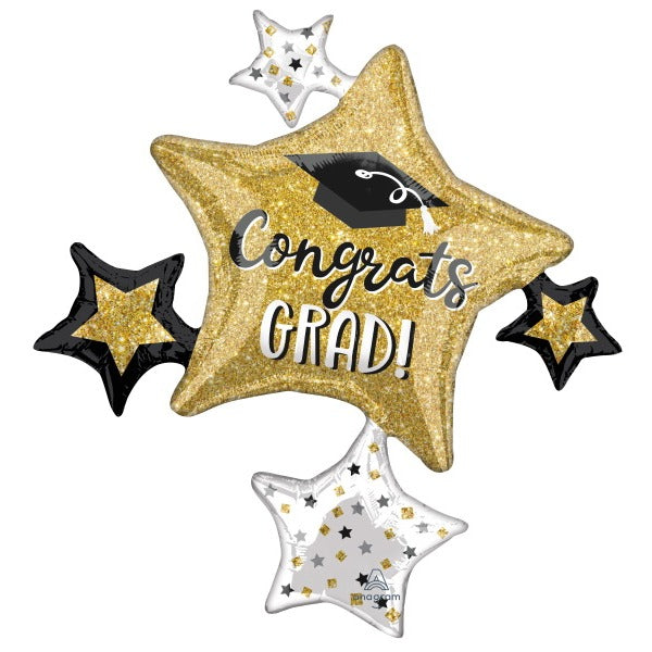 Grad Sparkle Cluster 35-Inch Foil Graduation Balloon