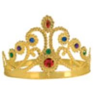 Adjustable Gold Jeweled Plastic Queen Crown