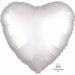 White Satin Luxe Heart Foil Balloon, 18 Inch
