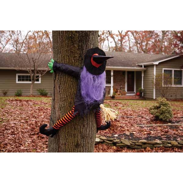 36-Inch Wrong Way Witch Tree Hugger Halloween Decoration