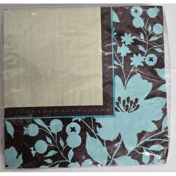 Cocoa Floral Beverage Napkins, 16 Count