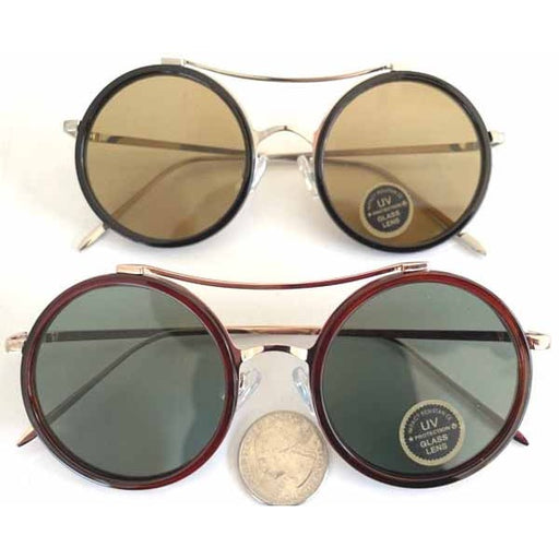 GLASS LENS ROUND FRM METAL ARM GLASSES/DZ