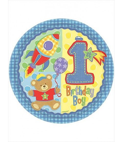 1st Birthday Teddy Bear Large Plates