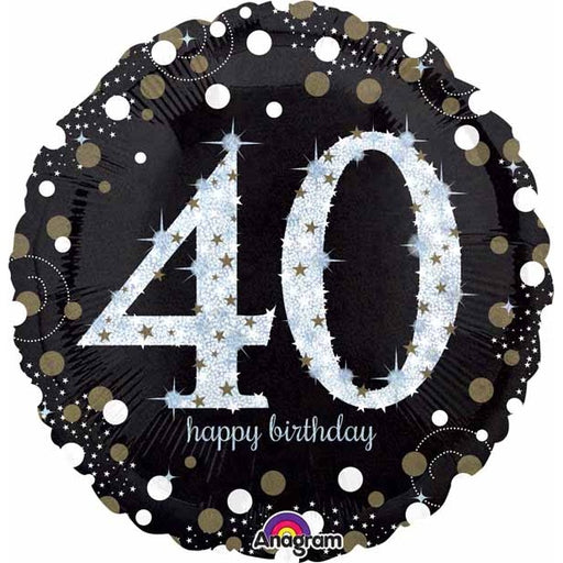 Sparkling 40th Birthday Holographic Foil Balloon, 18 Inch