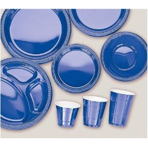 Bright Royal Blue 10-Inch Divided Plastic Plates, 20 Count