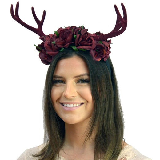Antlers Headband with Flowers