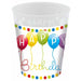 PARTY REUSE CUP 9OZ 4/PK HBDAY STREAMERS