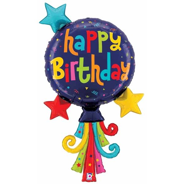 Happy Birthday Balloon Streamers 40-Inch Foil Balloon