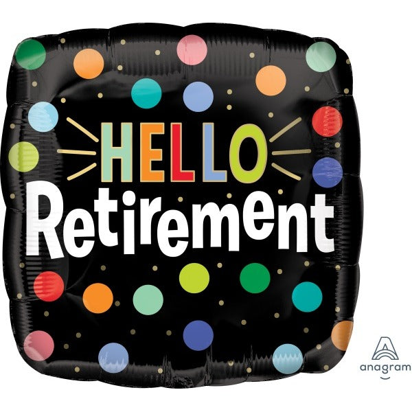 Hello Retirement 18-Inch Square Foil Balloon