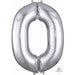 34-Inch Silver Number 0 Foil Balloon