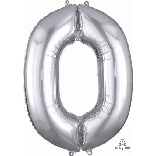 16-Inch Silver Number 0 Air-Fill Foil Balloon