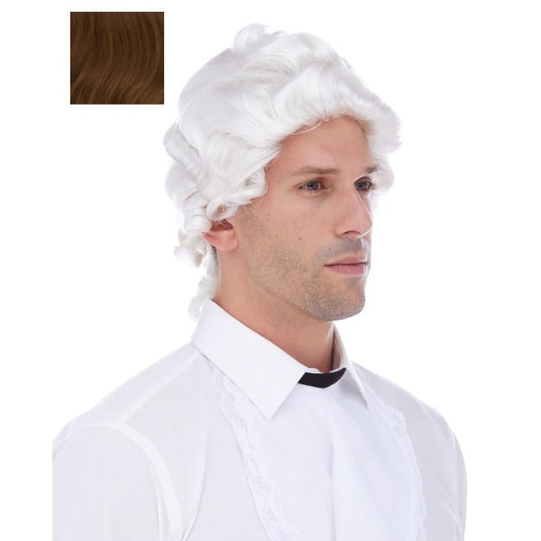 Colonial Man Costume Wig in Sepia Brown