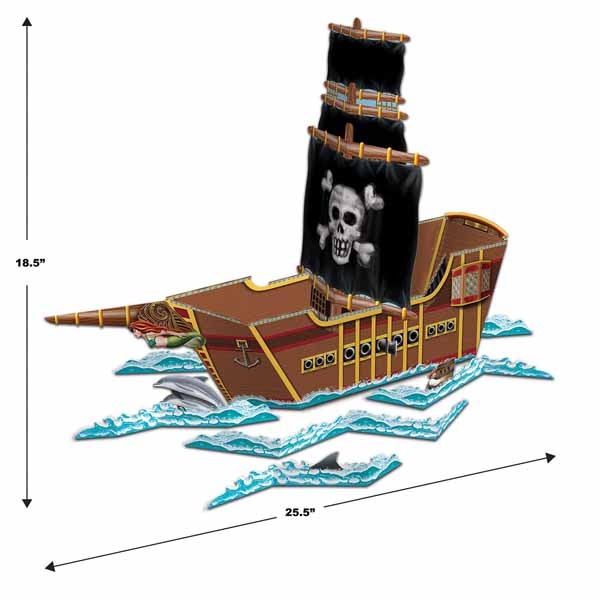 Pirate Ship Table Centerpiece, 18.5 x 25.5 Inches
