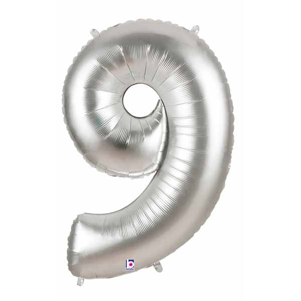 Megaloon Silver Number 9 Balloon, 34 Inch