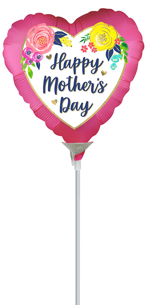 Happy Mother's Day Watercolor Floral Pink 4" Foil Balloon (10/Pk)