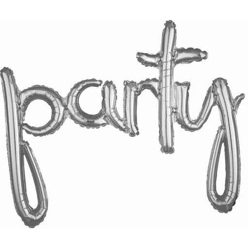 Silver "Party" Script Balloon