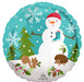 18" Satin Woodland Snowman Foil Balloon - Winter Decoration