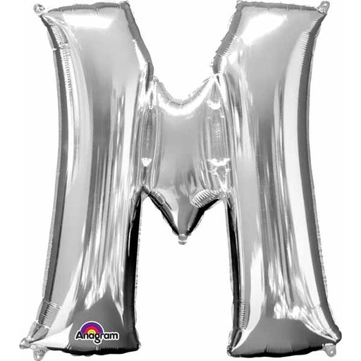 16-Inch Silver Letter M Air-Fill Foil Balloon